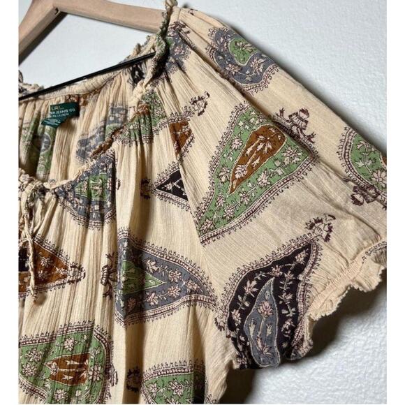 Ralph Lauren Jeans Co. Womens Paisley Ruffle Boho Floral Top Size XL 3/4 Sleeves - Picture 5 of 10